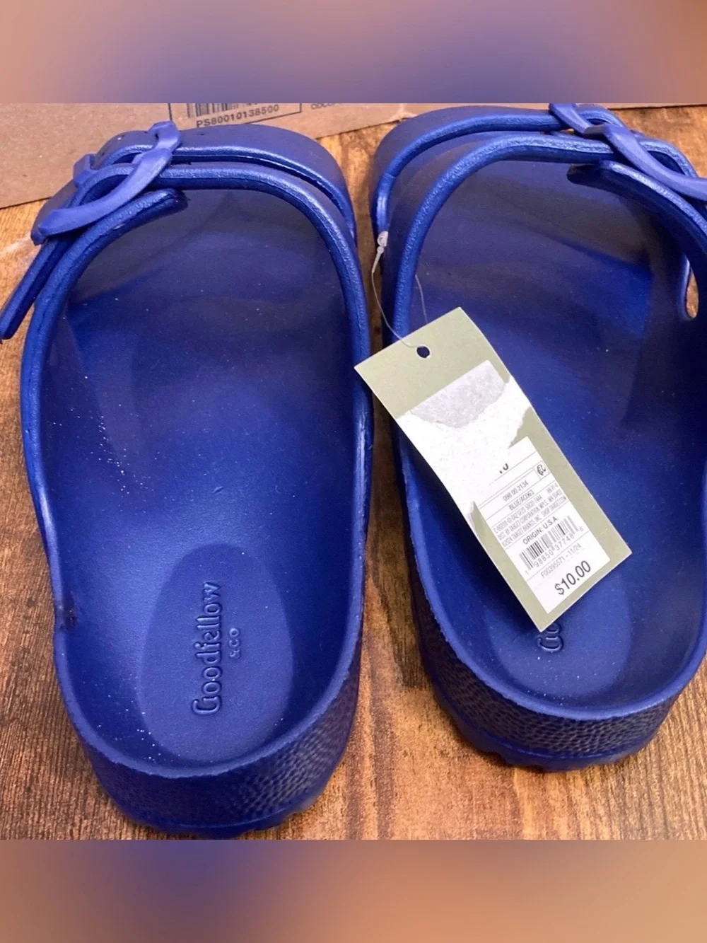 Men's Carson Two Band Sandals - Goodfellow & Co™ Royal Blue Slip-on Size 10 New